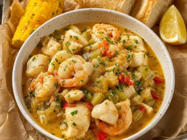 Acadian Seafood Fricot for Two, finished dish