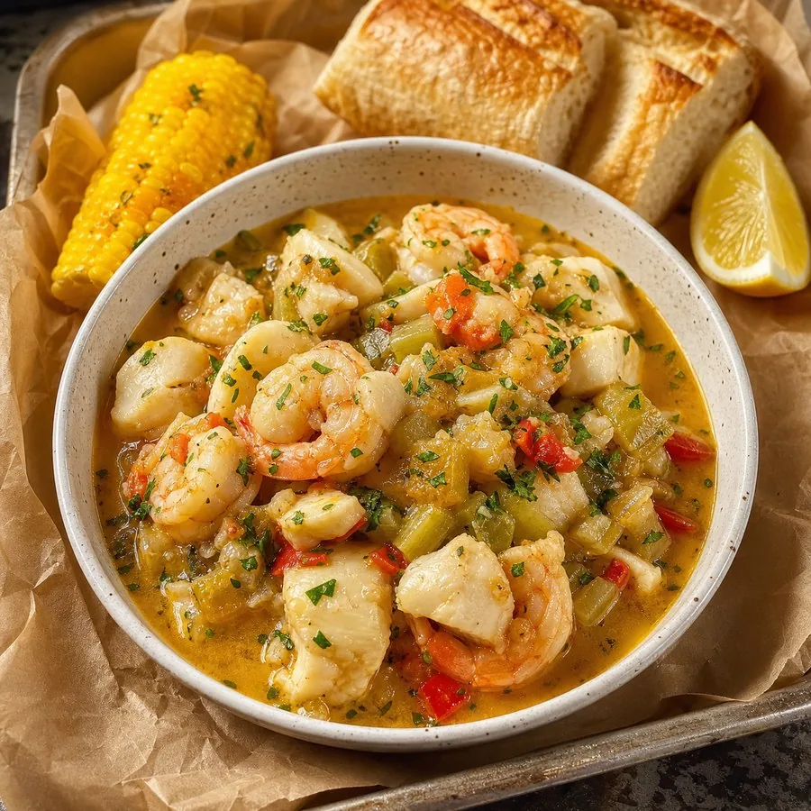 Acadian Seafood Fricot for Two, finished dish