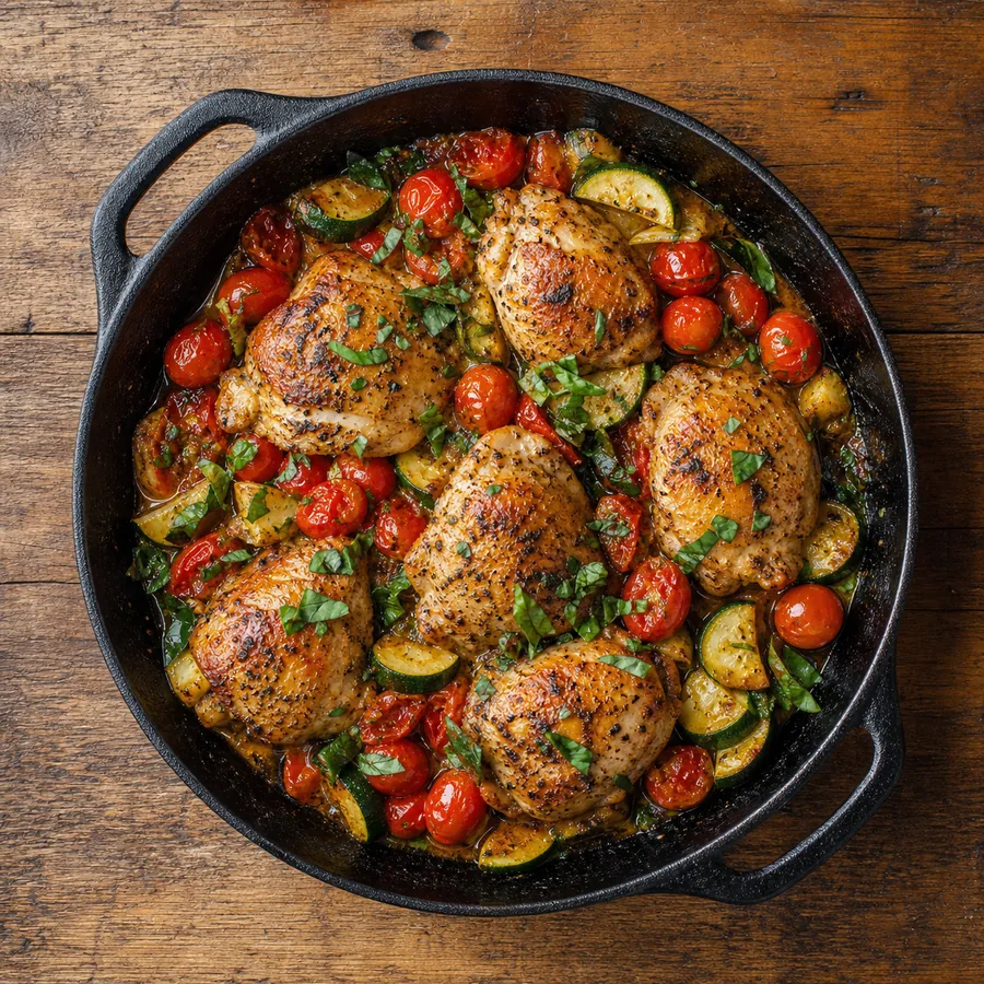 Andean Garden Inspired Tomato Chicken Pasta, finished dish