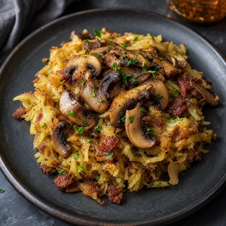 Andorran Trinxat with Mushrooms, finished dish