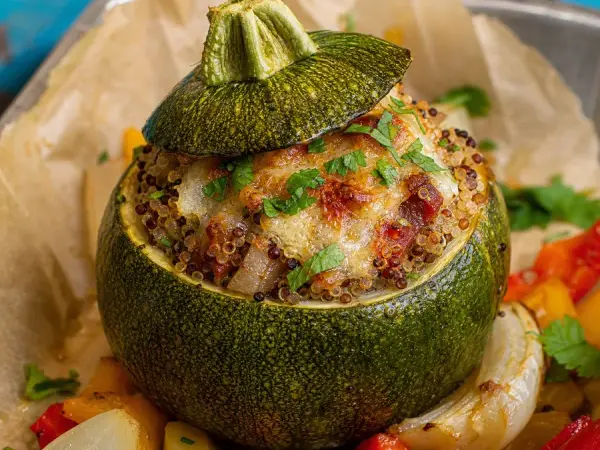 Argentine Zapallitos Rellenos with Quinoa, finished dish