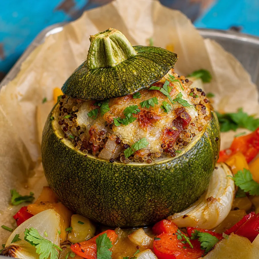 Argentine Zapallitos Rellenos with Quinoa, finished dish