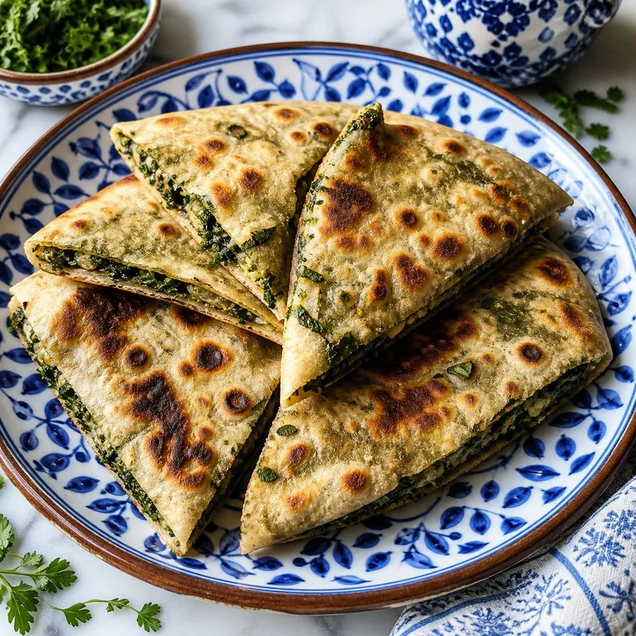 Armenian Jingalov Hats Herb Flatbreads, finished dish