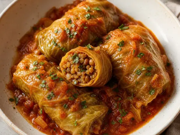 Armenian Pasuts Dolma Lentil Stuffed Cabbage, finished dish