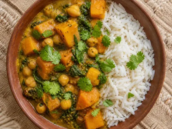Assamese Khar Chickpea Pumpkin Stew, finished dish