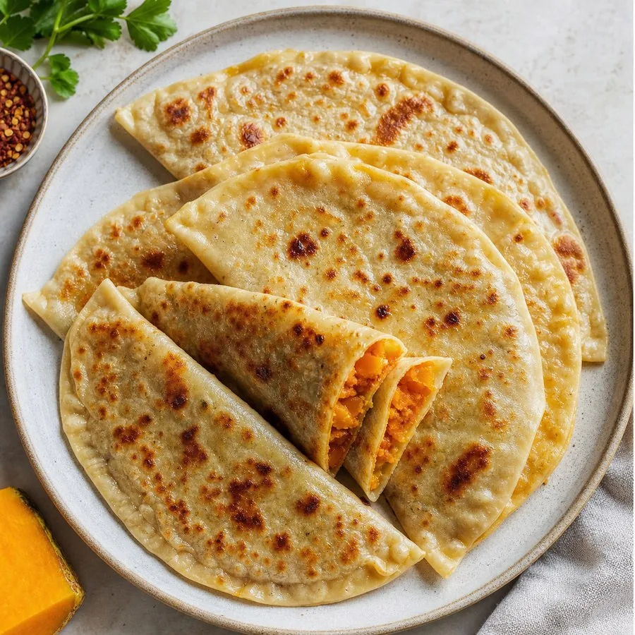 Azerbaijani Kutab Pumpkin Flatbreads, finished dish