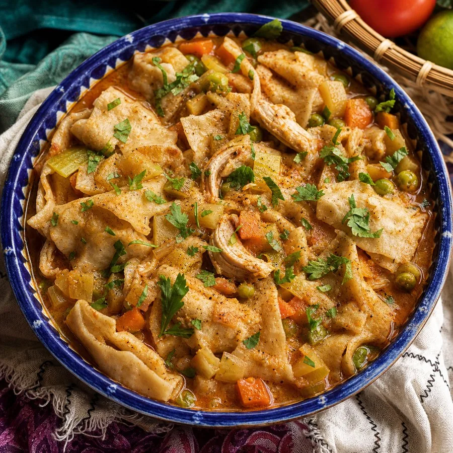 Bahraini Margoog Chicken and Vegetable Flatbread Stew, finished dish
