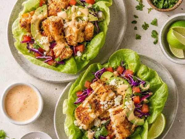 Baja Fish Taco Lettuce Bowls, finished dish