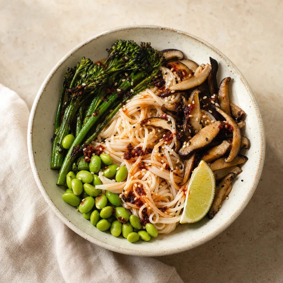 Bashkir Garden Inspired Ginger Tofu Noodle Bowls, finished dish