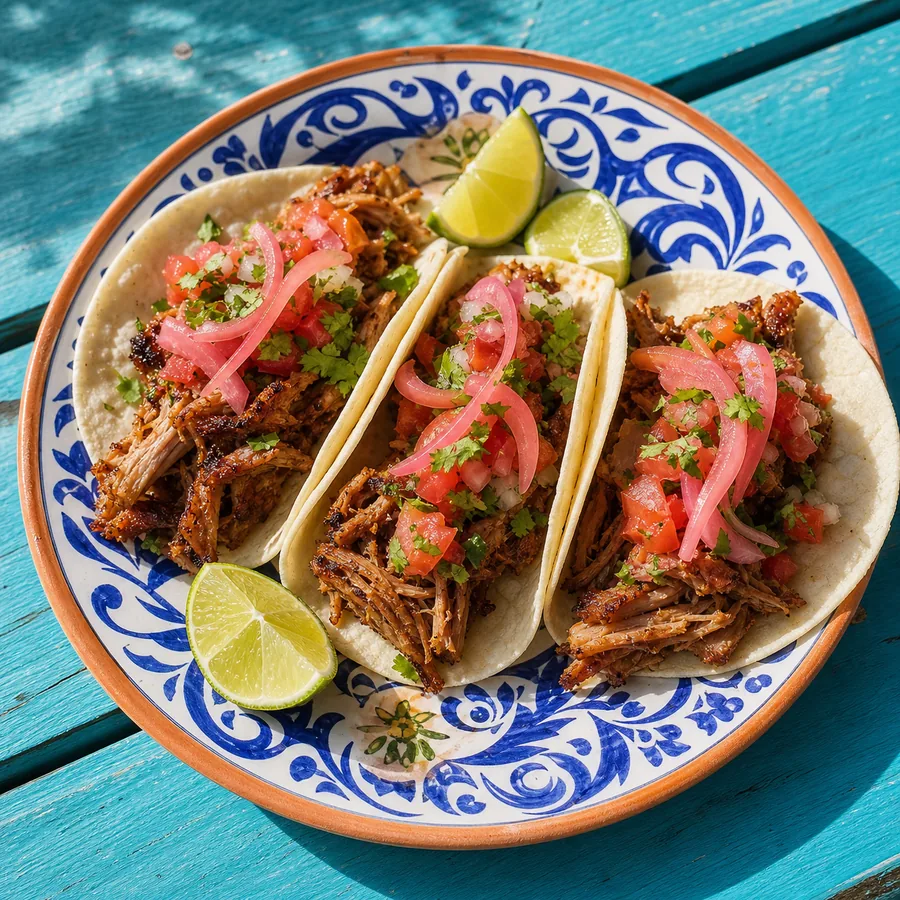Bashkir Market Inspired Skillet Pork Corn Tacos, finished dish