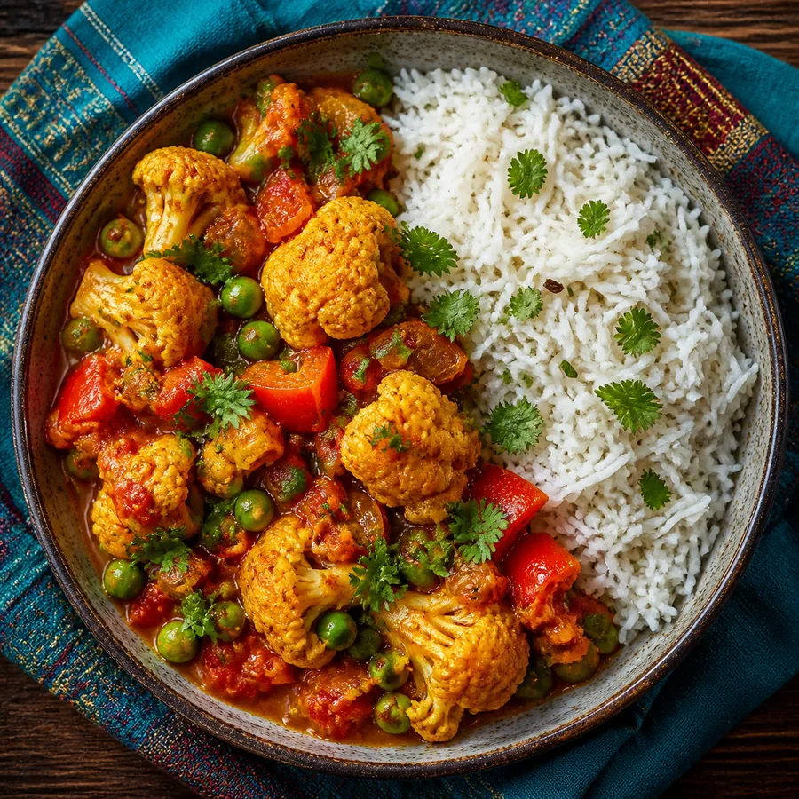 Basque Market Inspired Coconut Vegetable Curry, finished dish