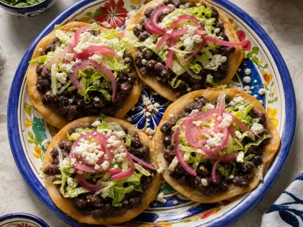 Belizean Salbutes with Black Beans, finished dinner