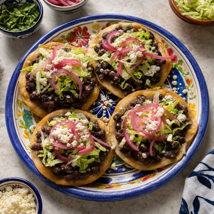Belizean Salbutes with Black Beans, finished dinner