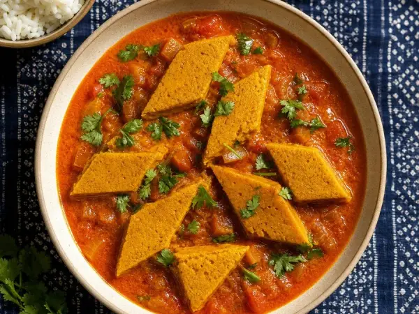 Bengali Dhokar Dalna Lentil Cake Curry, finished dish