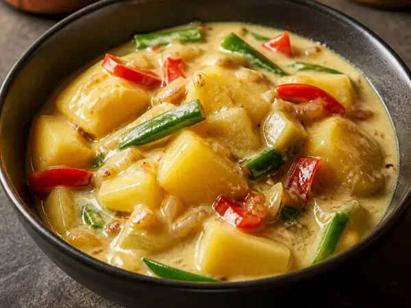Bhutanese Kewa Datshi Potato Cheese Stew, original finished dish food photograph