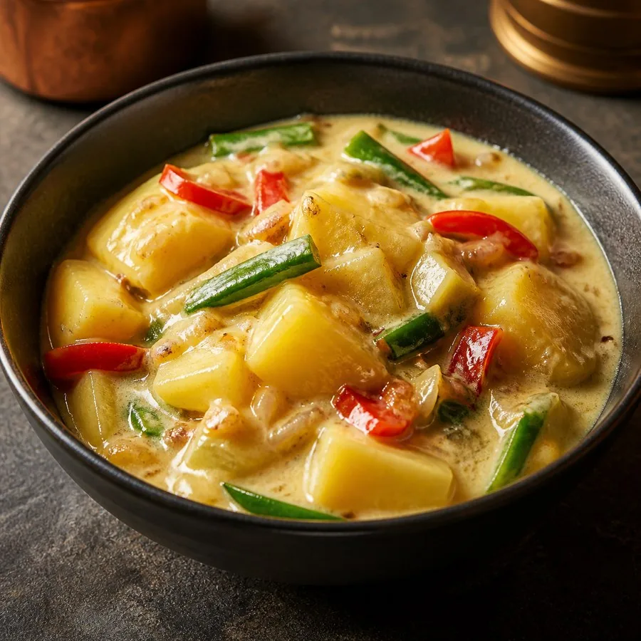 Bhutanese Kewa Datshi Potato Cheese Stew, original finished dish food photograph