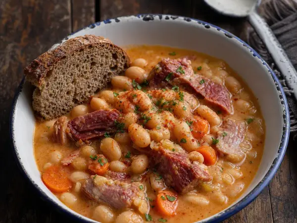 White bean stew with smoked turkey, carrots and paprika