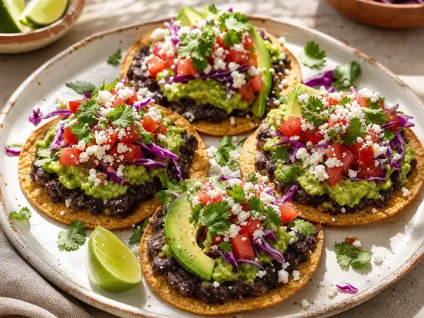 Californian Avocado and Black Bean Tostadas, finished dish