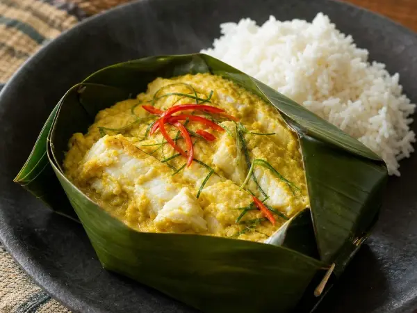 Cambodian Fish Amok-Inspired Coconut Curry, finished dish