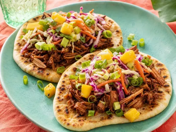 Caribbean Jerk Jackfruit Flatbreads, finished dish
