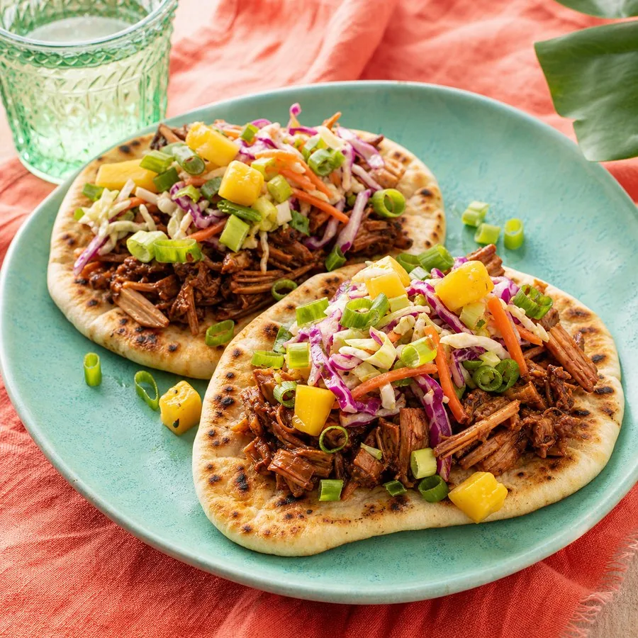 Caribbean Jerk Jackfruit Flatbreads, finished dish