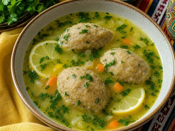 Chaldean Kubba Hamoutha-Inspired Lemon Soup, finished dish