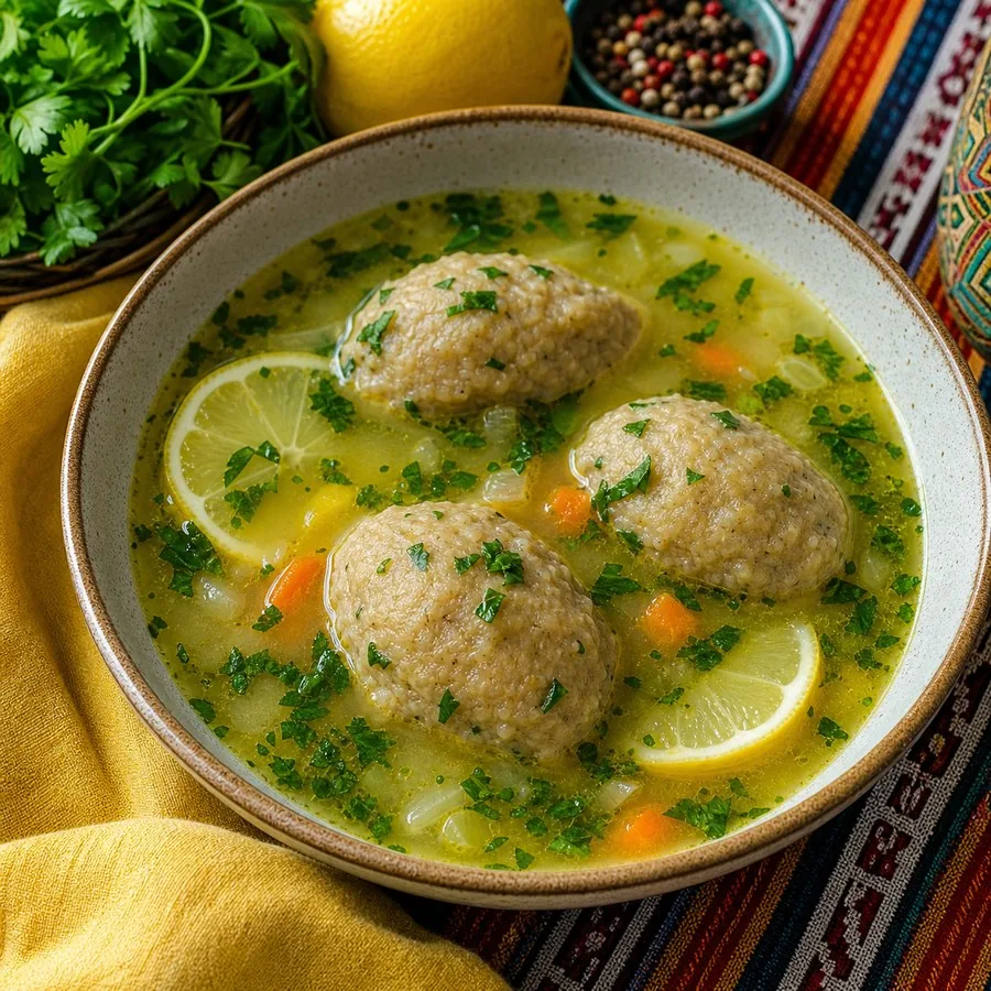 Chaldean Kubba Hamoutha-Inspired Lemon Soup, finished dish