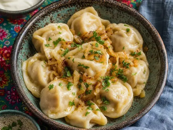 Chechen Zhizhig Galnash-Inspired Chicken Dumplings, finished dish