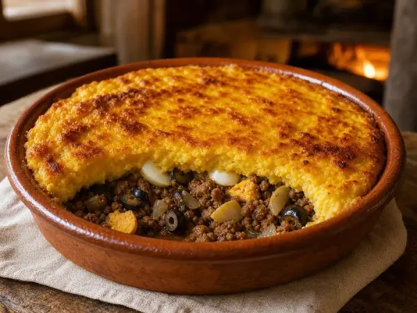 Chilean Pastel de Choclo-Inspired Corn Beef Bake, finished dish