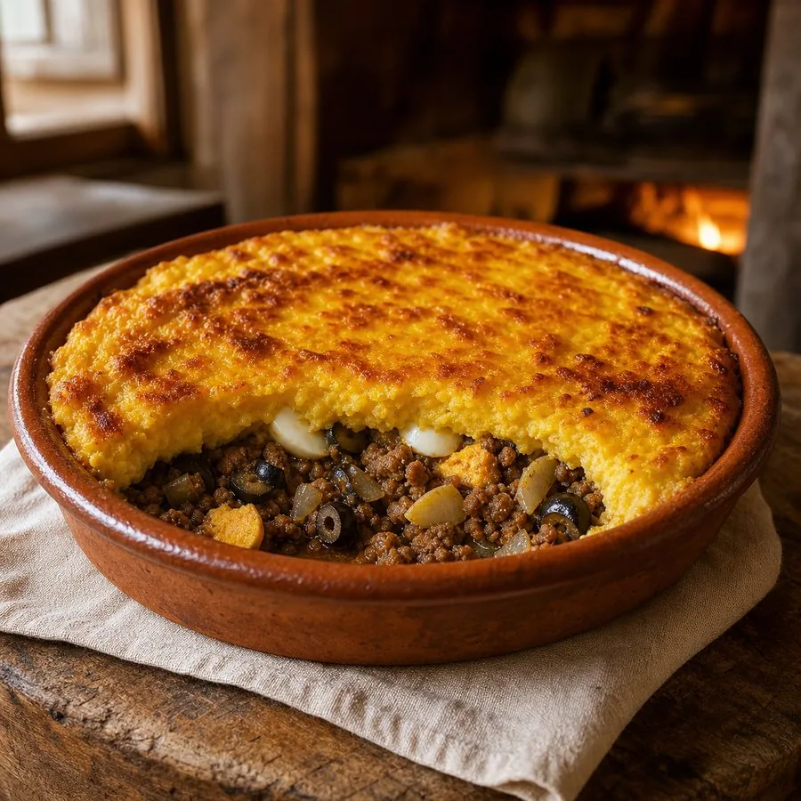 Chilean Pastel de Choclo-Inspired Corn Beef Bake, finished dish