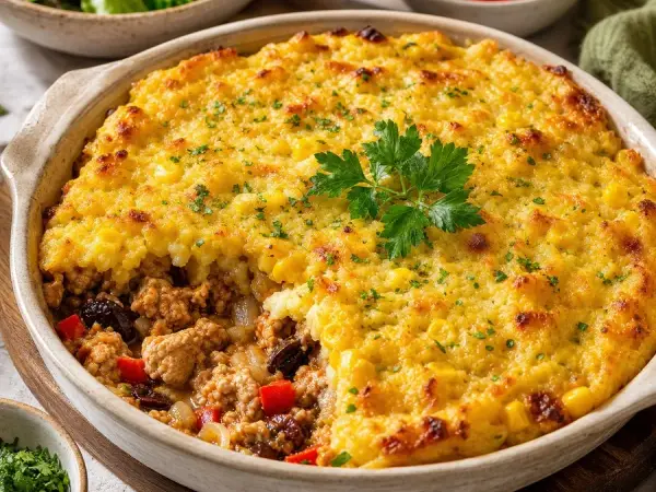 Chilean Pastel de Choclo Turkey Skillet, finished dish