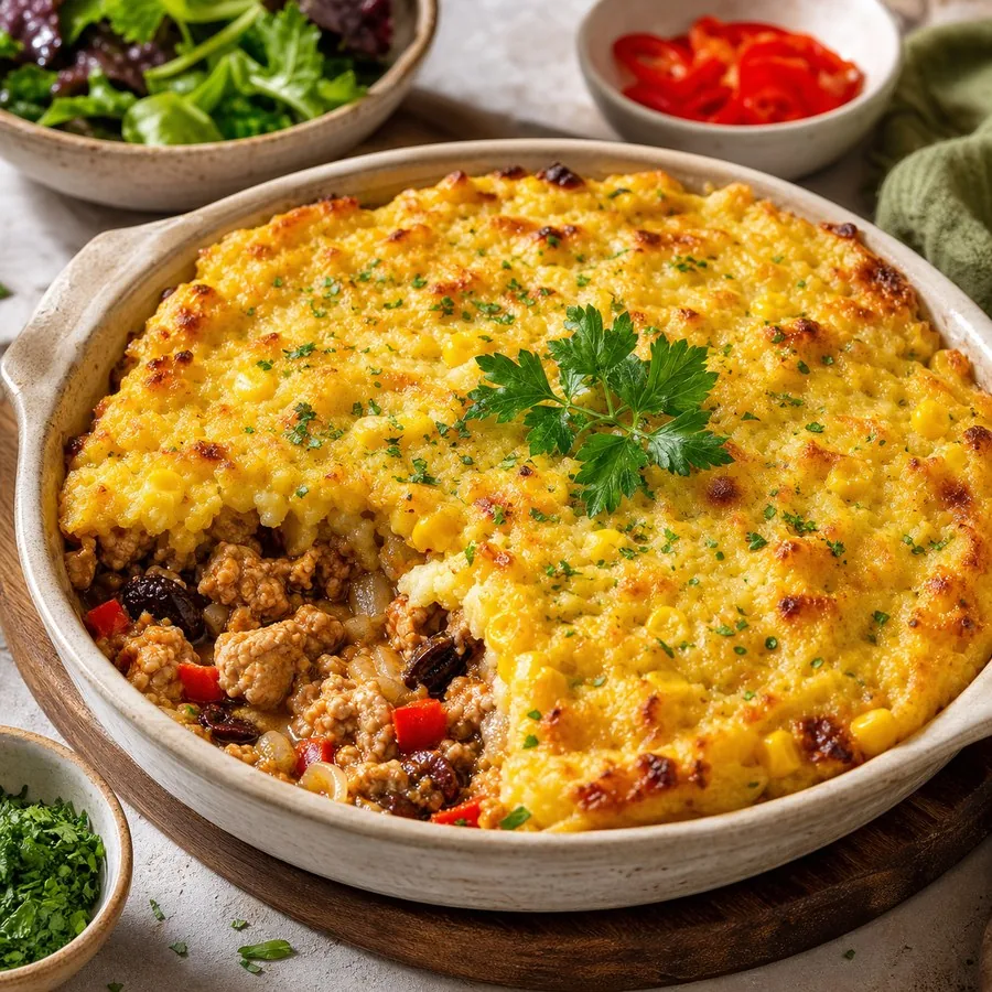 Chilean Pastel de Choclo Turkey Skillet, finished dish