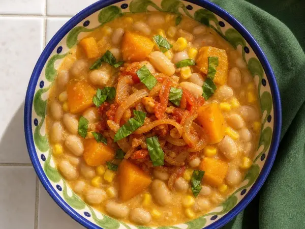 Chilean Porotos Granados with Corn, finished dish