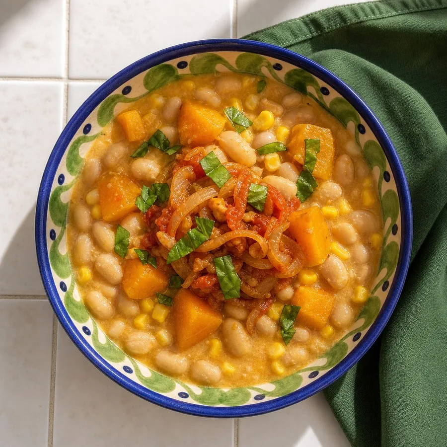 Chilean Porotos Granados with Corn, finished dish