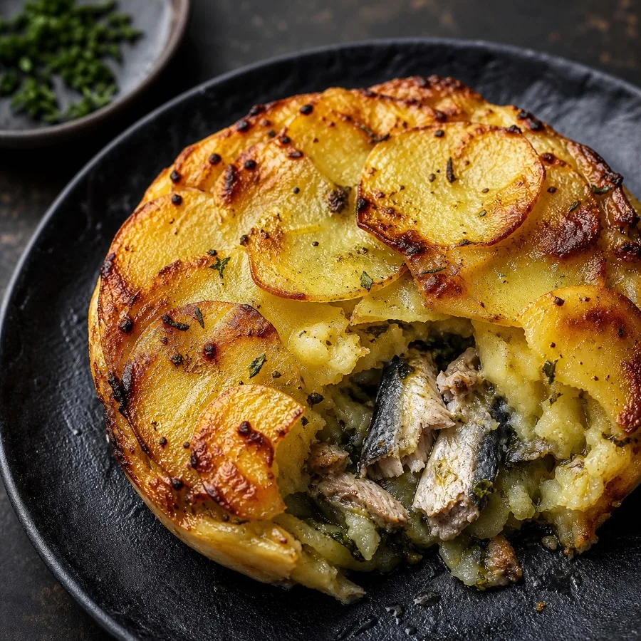 Cornish Sardine and Potato Pies, finished dish