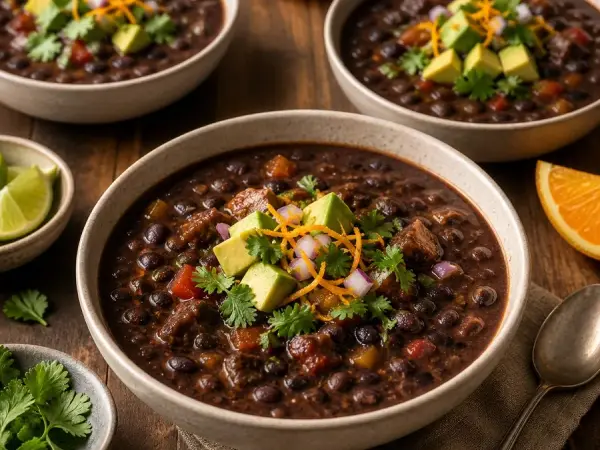 Cuban Black Bean Soup with Orange Cumin, finished dish