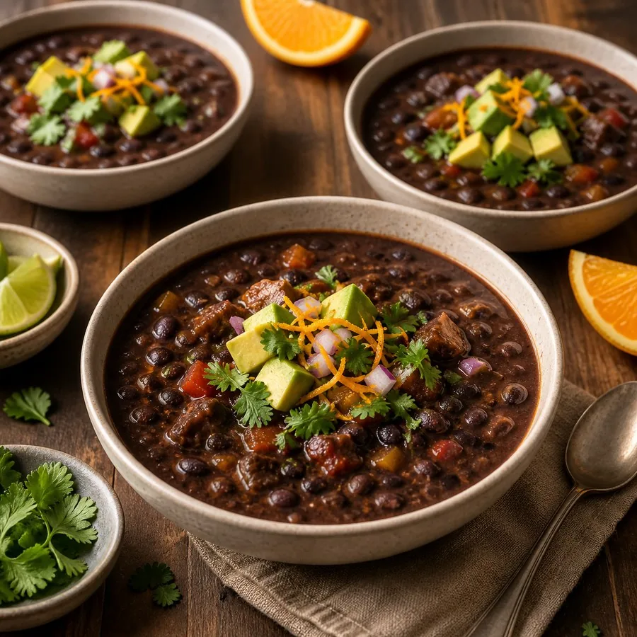 Cuban Black Bean Soup with Orange Cumin, finished dish