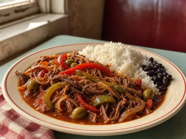 Cuban Ropa Vieja with Rice, finished dish
