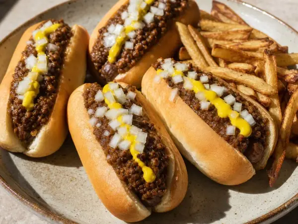 Detroit Coney-Style Lentil Dogs, finished dish