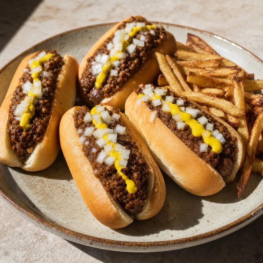 Detroit Coney-Style Lentil Dogs, finished dish