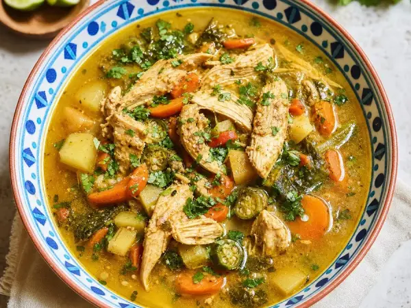 Djiboutian Fah-Fah Chicken and Vegetable Soup, finished dinner