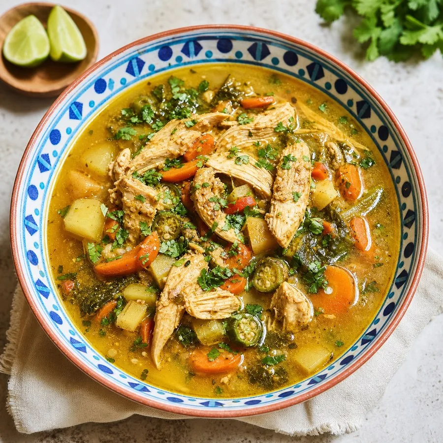 Djiboutian Fah-Fah Chicken and Vegetable Soup, finished dinner