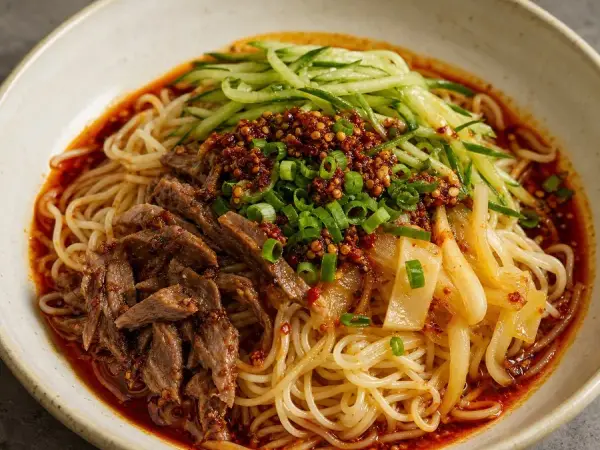 Dungan Spicy Cold Noodles, original finished dish food photograph