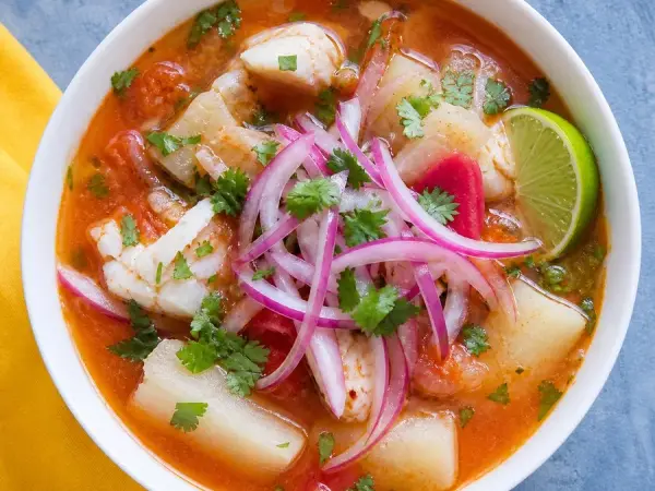 Ecuadorian Encebollado Fish Soup, finished dish