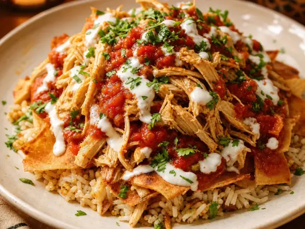 Egyptian Fattah with lemon chicken rice pita and tomato sauce