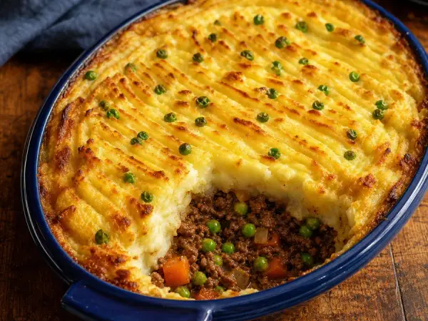 English Cottage Pie with Peas, finished dish