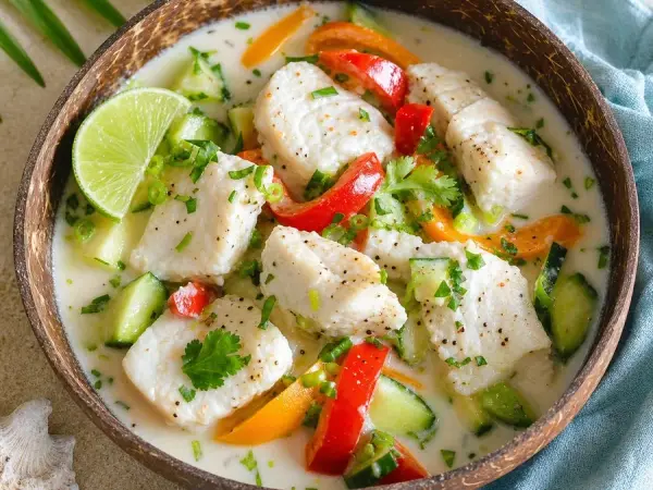 Fijian Kokoda-Inspired Coconut Fish, finished dish