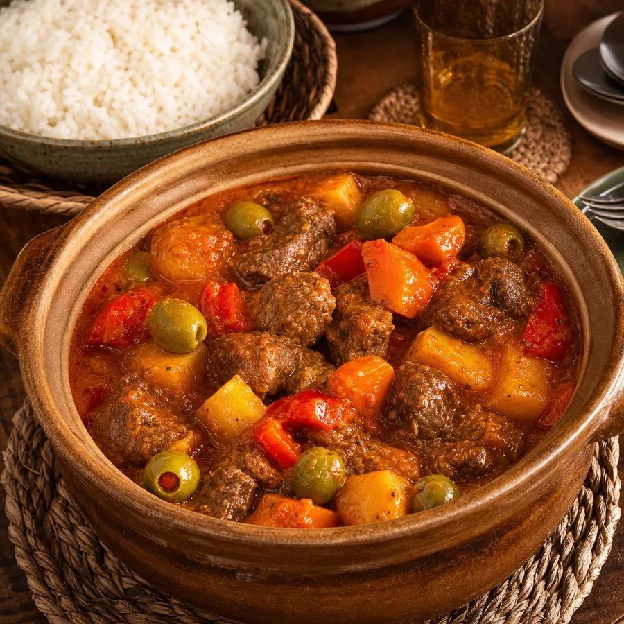 Filipino Beef Caldereta with Potatoes, finished dish