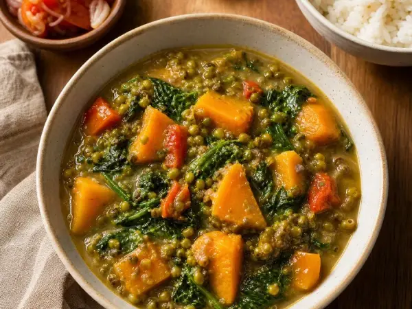 Filipino Ginisang Munggo Squash Stew, finished dish