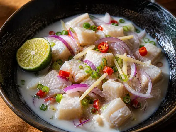 Filipino Kinilaw Coconut Lime Fish, original finished dish food photograph
